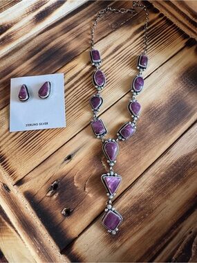Jameson Garcia Purple Spiny Statement Lariat Necklace